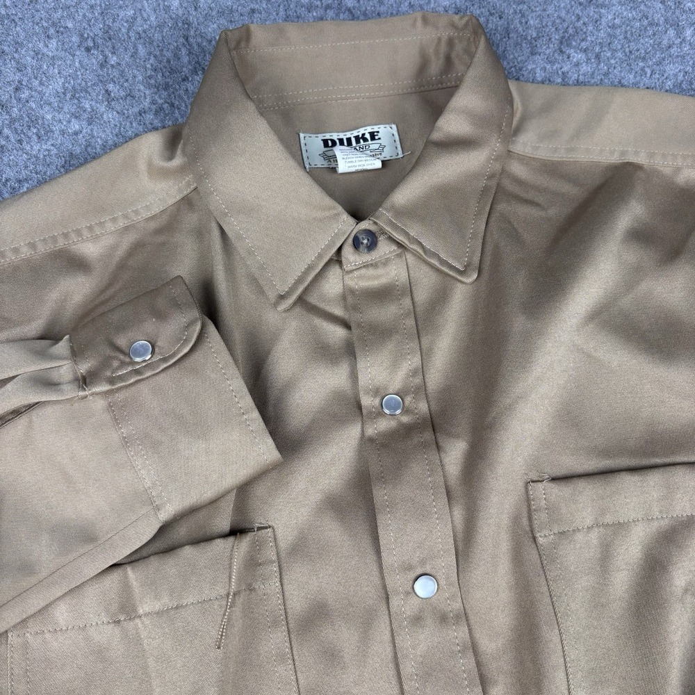 Duke Haband Vintage Western‎ Shirt Mens Large Bronze Pearl Snap Cowboy Classic